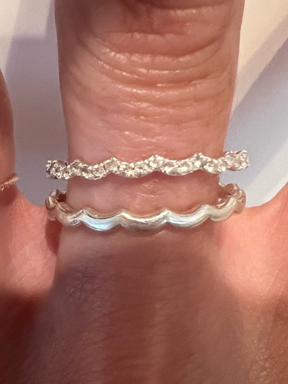 Mejuri Silver Textured Duo Stackable Rings - Picture 4 of 5